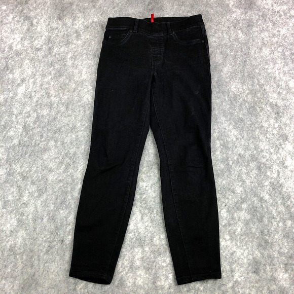 Spanx Jegging Jeans Womens Medium Black Pull On Cropped Slimming Back Pockets - Picture 1 of 10